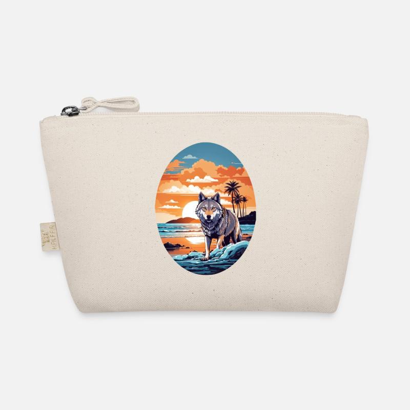 Wolf am Strand Bio-Täschchen