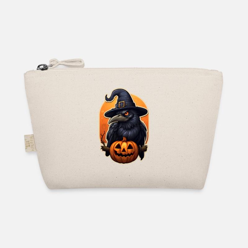 Krähe Rabe Halloween - Bio-Täschchen - Natur
