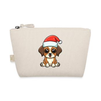 Doggy with Santa hat - Organic Pouch - nature - Front