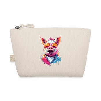 Cool Pig in Sunglasses - Organic Pouch - nature - Front