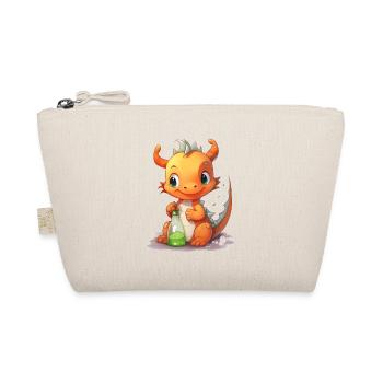 Oranger Babydrache Nuckelflasche Süß Shirt - Bio-Täschchen - Natur - Vorne