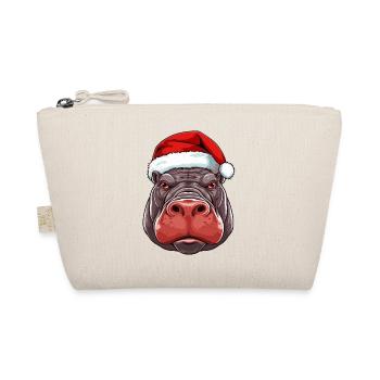 Nilpferd Weihnachten Tier Kopf - Bio-Täschchen - Natur - Vorne