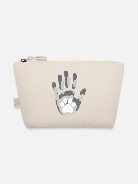 Hundefamilie Handdruck - Bio-Täschchen - Natur