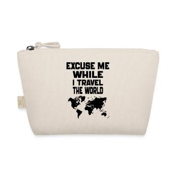 Excuse Me While I Travel The World-World Map gift - Organic Pouch - nature - Front