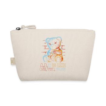 Loving Bear with Alphabet Drawing - Organic Pouch - nature - Front