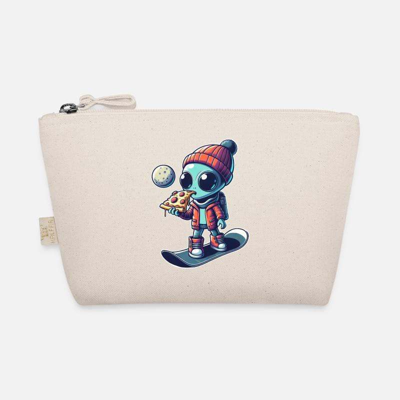 Süßes Comic Alien Snowboard Snowboarder Bio-Täschchen