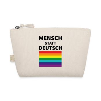 Mensch statt deutsch Spruch Pride Flagge - Bio-Täschchen - Natur - Vorne