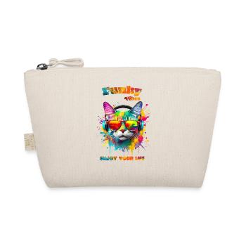 Funky vibes. Enjoy your life. Cat - Organic Pouch - nature - Front