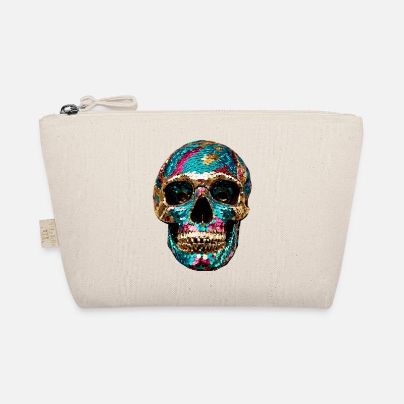 Skull, metallic, sequins, rivets, gold, silver Organic Pouch
