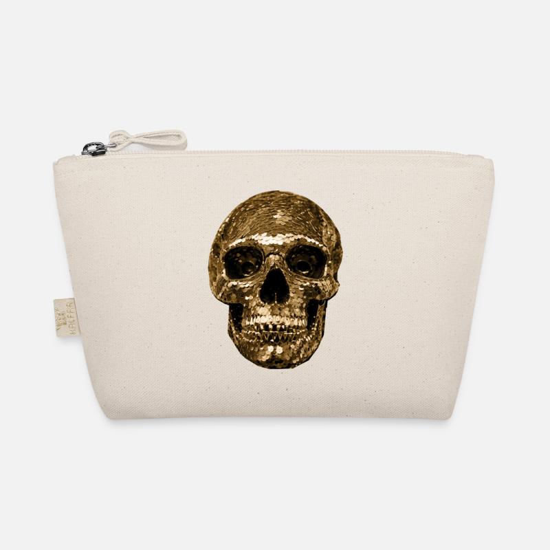 Skull,metallic,sequins,rivets,gold Organic Pouch