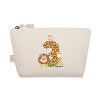 3rd Birthday: Jungle Animals: Giraffe, Lion, Monkey - Organic Pouch - nature - Front