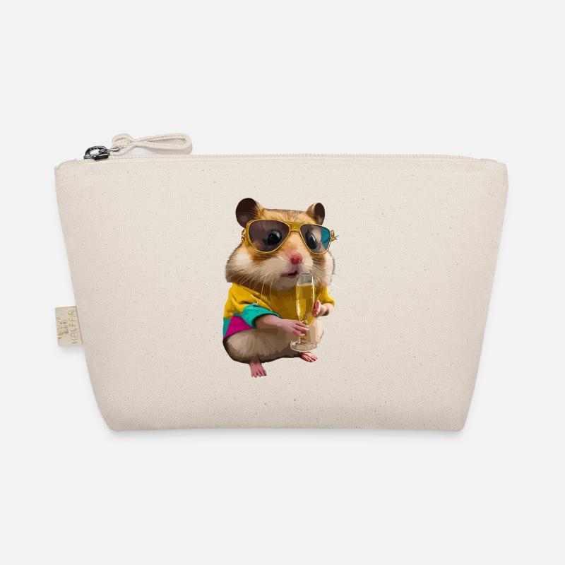 Chilliger Hamster mit Sonnenbrille und Sekt Bio-Täschchen