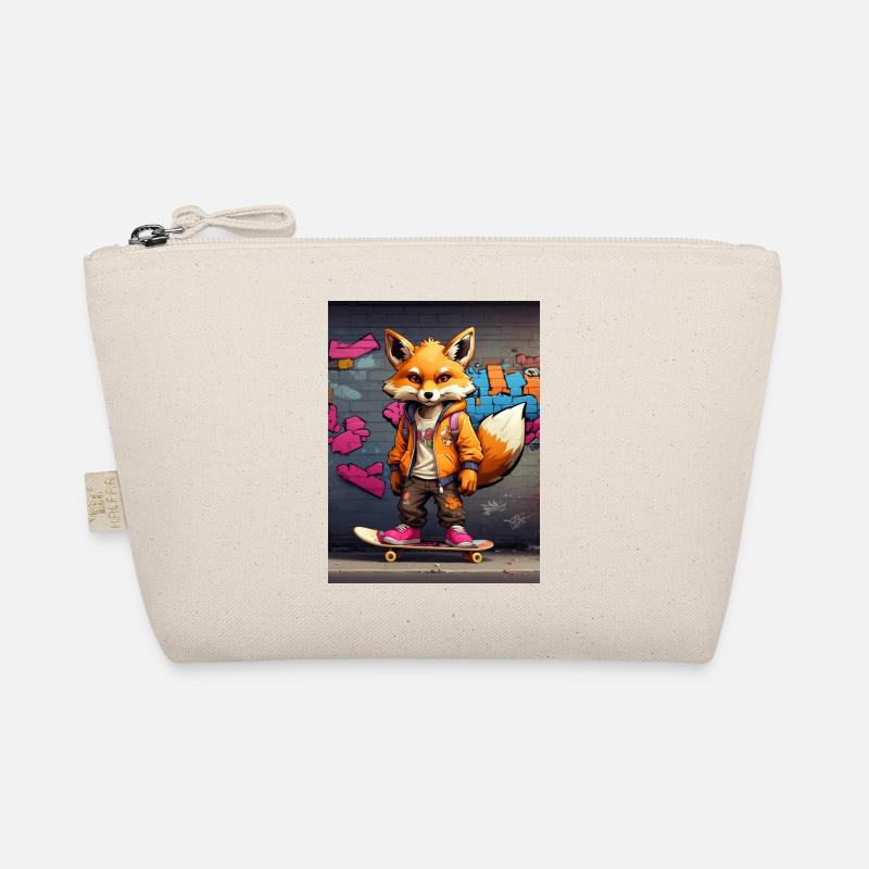 Fuchs auf Skateboard Bio-Täschchen