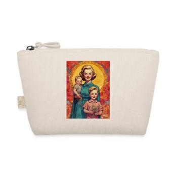 Mother with 2 children - retro 50s - illustration - Organic Pouch - nature - Front