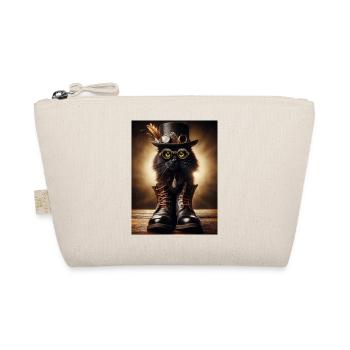 Steampunk Black Cat with Stylish Accessories - Organic Pouch - nature - Front