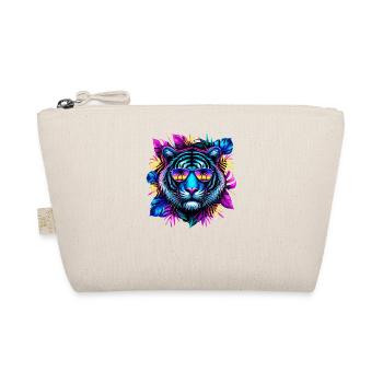 Neon Tiger mit Sonnenbrille und tropisch - Bio-Täschchen - Natur - Vorne