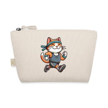 Cat Jogging Marathon Running Fun - Organic Pouch - nature - Front