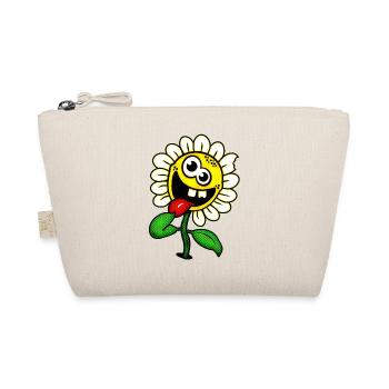 Funny Happy Flower / Crazy Flower - Organic Pouch - nature - Front
