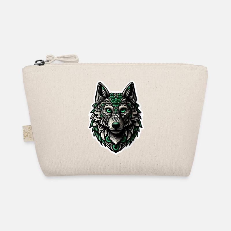 Green-White Wolf Organic Pouch