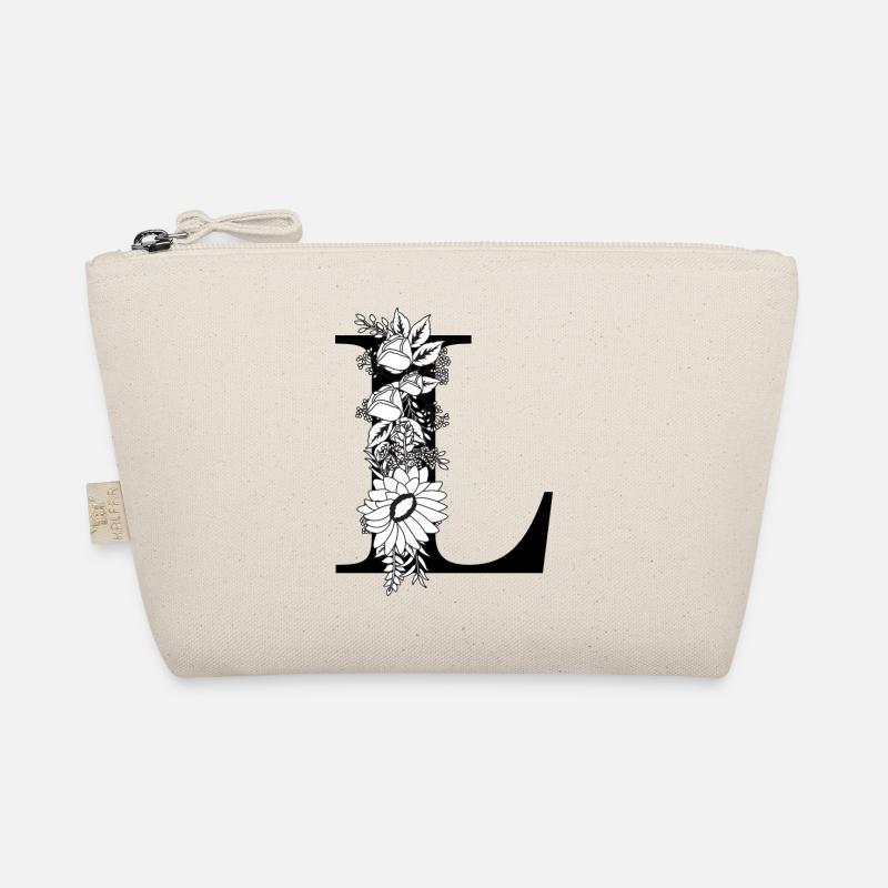 Black and white floral letter l Organic Pouch