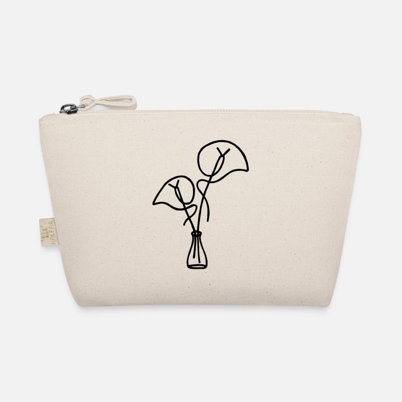 Black Flower Sketch Organic Pouch