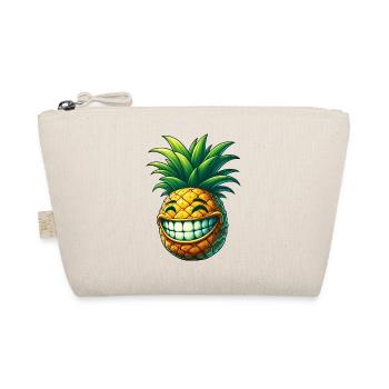 Ananas Frucht Sommer Cartoon Grinsen Süß Cool - Bio-Täschchen - Natur - Vorne