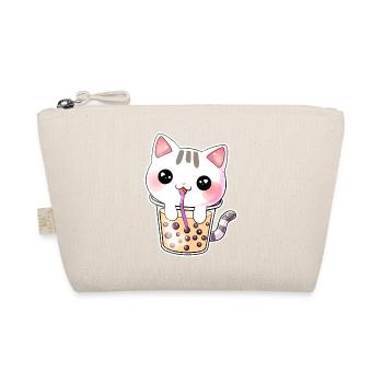 Kawaii Bubble Tea Cat - Organic Pouch - nature - Front