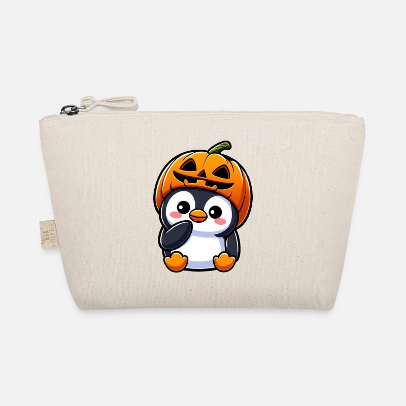 Halloween Penguin Pumpkin Hat Head Organic Pouch