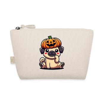 Halloween Citrouille Mignon Carlin Dessin animé Chien Octobre - Trousse biologique - nature - Devant