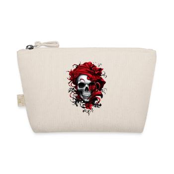 Stylischer Totenkopf - Bio-Täschchen - Natur - Vorne