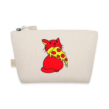 Katze Isst Salami Pizza Hunger Fast Food Essen - Bio-Täschchen - Natur - Vorne