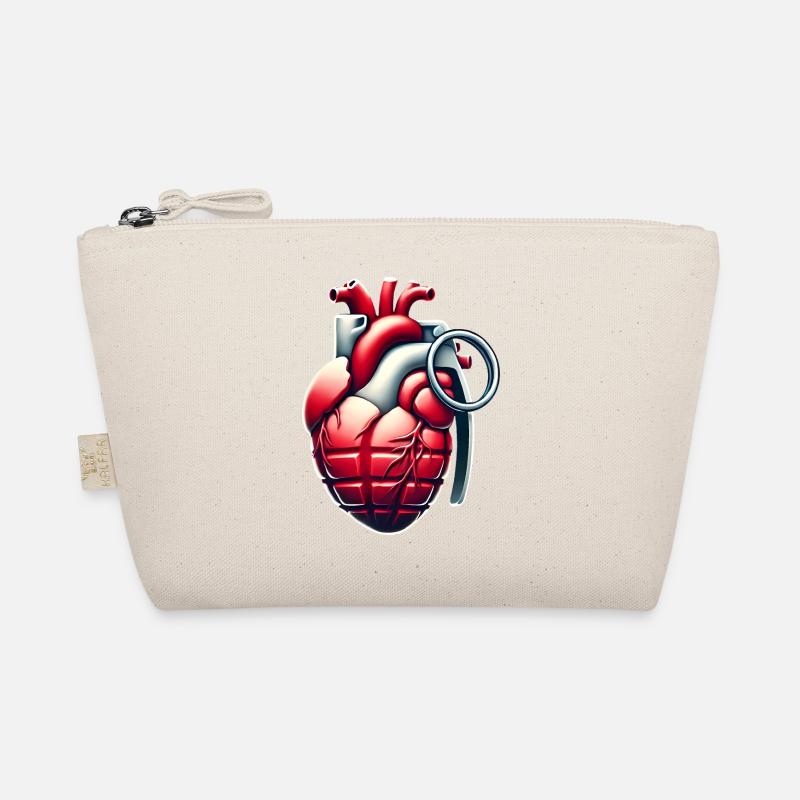 Explosive Heart Grenade Design Organic Pouch