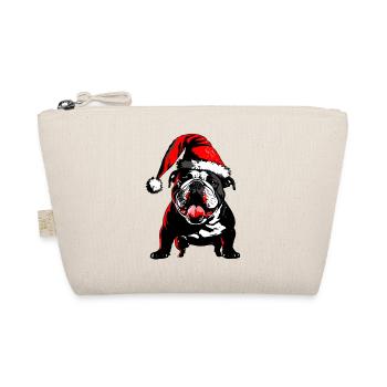 Mignon Frenchie avec chapeau de Père Noël - Trousse biologique - nature - Devant