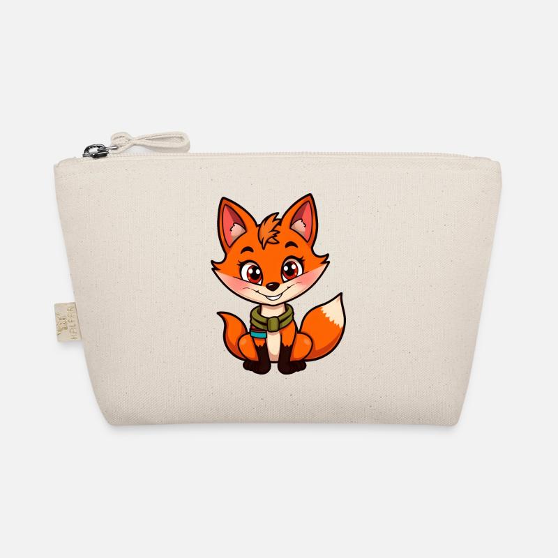 Renard orange joyeux avec écharpe verte Trousse biologique