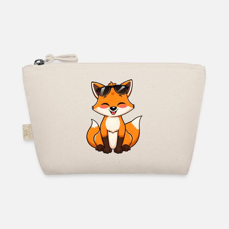 Playful Cartoon Fox Sunglasses Smiling Square Organic Pouch