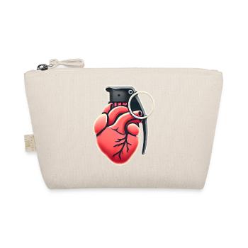 Explosive Heart Grenade Design - Organic Pouch - nature - Front