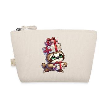 Santa Claus Sloth Christmas Time Celebration - Organic Pouch - nature - Front