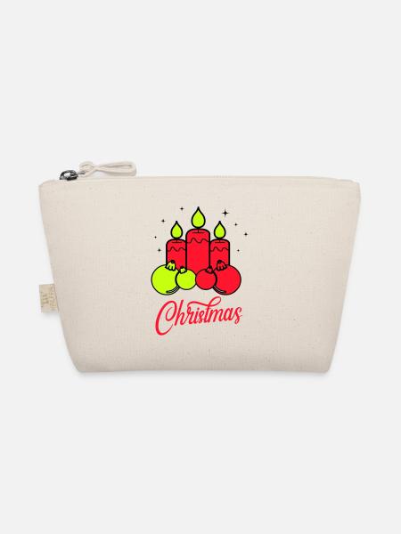 Kerzen Weihnachten Christmas - Bio-Täschchen - Natur - Vorne