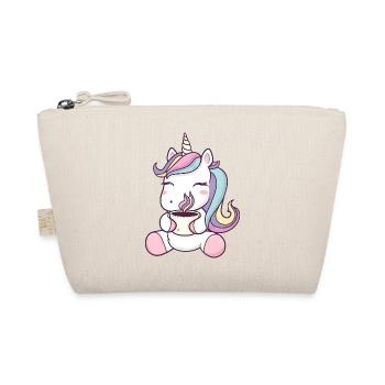 Licorne mignonne avec tasse à café - Dessin animé fantaisiste - Trousse biologique - nature - Devant