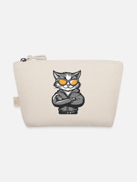Katze Comic Cool - Bio-Täschchen - Natur - Vorne