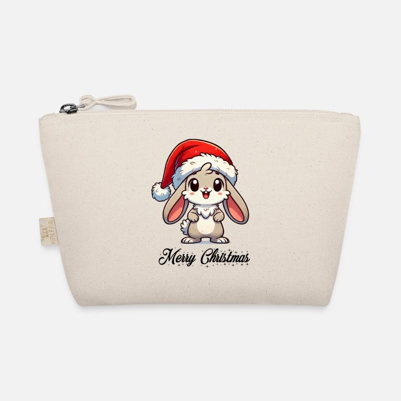 Hase Merry Christmas - Bio-Täschchen - Natur