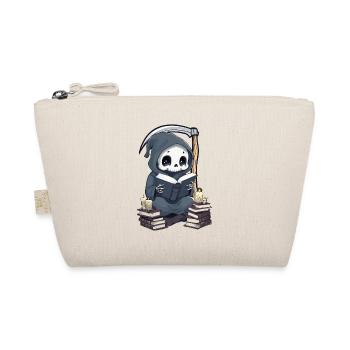 Grim Reaper Bookworm with Scythe - Organic Pouch - nature - Front