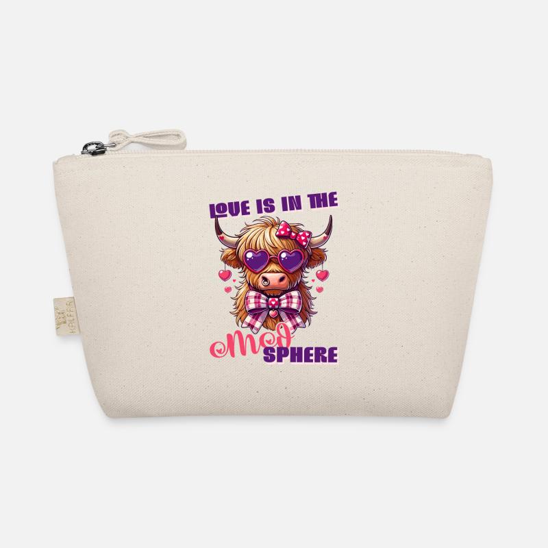 Love Is in the Moosphere Süßes Highland Cow Design - Bio-Täschchen - Natur