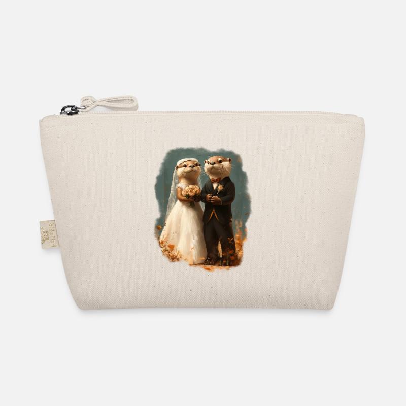 Otter Hochzeitspaar - Bio-Täschchen - Natur