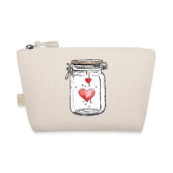 Glass Full of Love Hearts Watercolors - Organic Pouch - nature - Front