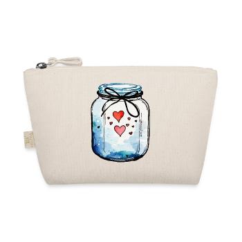 Glass Full of Love Hearts Watercolors - Organic Pouch - nature - Front