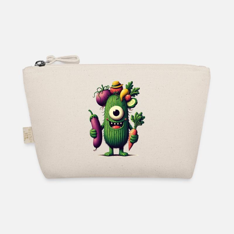 drôle mignon monstre avec des légumes concombre borgne Trousse biologique