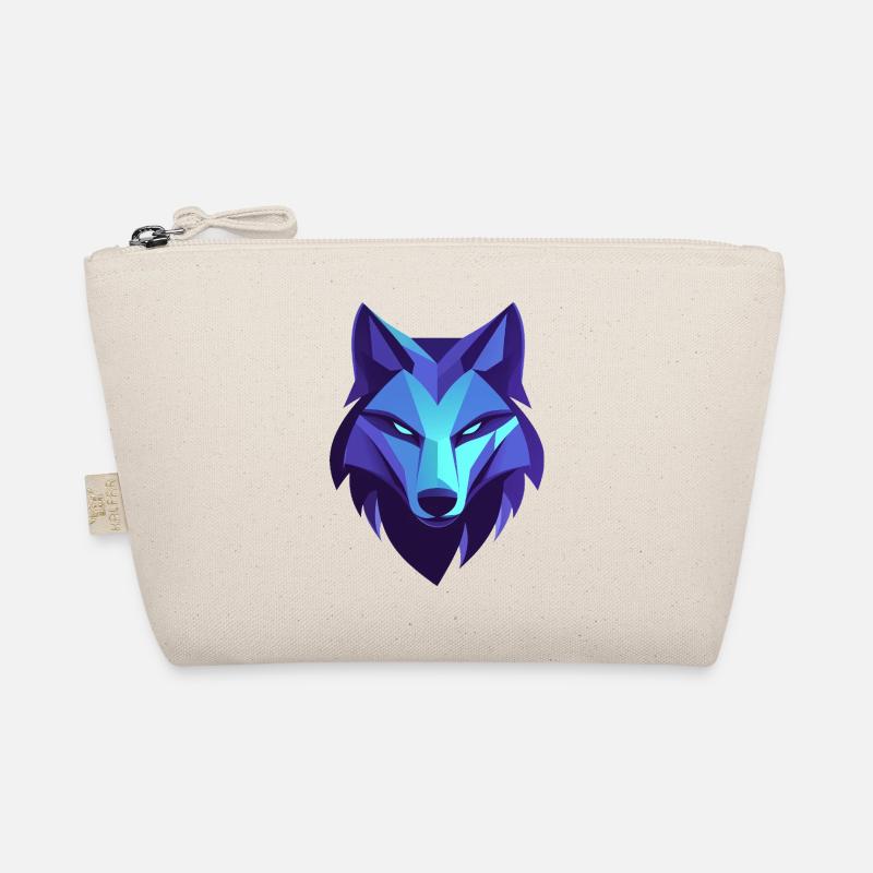 Geometric Calm Wolf Logo, Wolf Emblem Organic Pouch