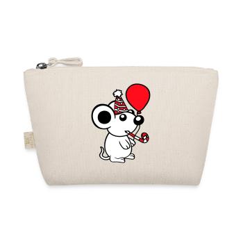 Mouse Birthday Party Birthday Party Party Hat - Organic Pouch - nature - Front