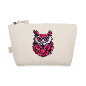 Valentines Owl - Red Owl with Heart - Bio-Täschchen - Natur - Vorne